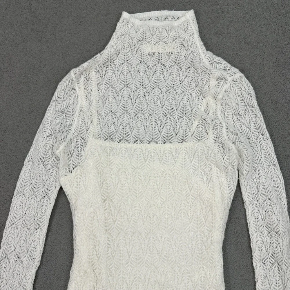 Abercrombie & Fitch Dress Womens XS Ivory Merino Wool Knit Mock Neck Maxi Bridal